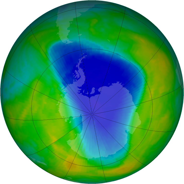 Antarctic ozone map for 11 November 1990